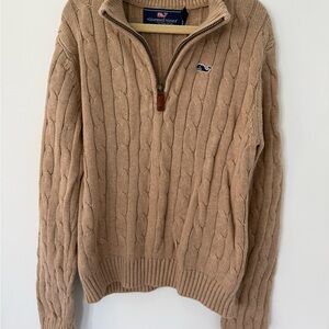 Vineyard Vines Boy’s Beige Cable Knit Zip Sweater